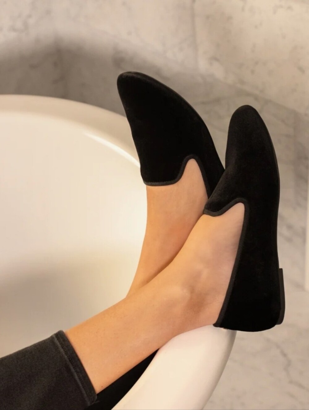 Birdies The Starling Black Velvet Slip-On Loafers for Women Size 7.5